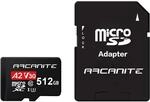 ARCANITE 512GB MicroSDXC Speicherkarte mit Adapter - A2, UHS-I U3, V30, 4K, C10,