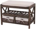 Mendler Schuhregal HWC-C48, Sitzbank Schuhablage, Shabby-Look Vintage 45x65x34cm -