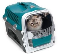 Catit Cabrio Carrier, Transportbox fuer Katzen, 51 x 33 x 35cm, tuerkis/grau