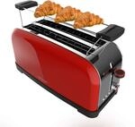 Cecotec Vertikaler Toaster mit 2 langen Schlitzen Toastin' Time 1500 Rot. 1500 W, 4