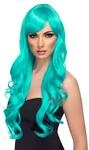 Smiffys Verlangen Per&uuml;cke, Aquamarinblau, Lang, Lockig mit Pony Halloween