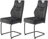 Hela Tische, 2er Set Esszimmerstuhl Schwingstuhl Linda, Mikrofaser Anthrazit,