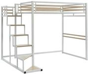 Vente-unique - Hochbett 2 Jogui - Metall - wei&szlig;