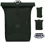 Johnny Urban Rolltop Rucksack Damen & Herren Dunkelgr&uuml;n - Robin Large -