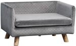 PawHut Hundesofa Erh&ouml;ht, R&uuml;ckenlehne, Kleine Hunde, 64x45x36 cm Dunkelgrau 