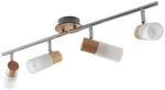 Lindby Deckenlampe Glas, Holz Deckenstrahler schwenkbar und drehbar 4x E14 max. 5W