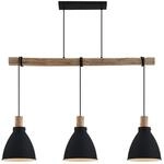Lindby Esstisch Pendelleuchte Metall Holz, H&auml;ngeleuchte Esszimmer 3x E27 max. 60W