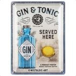 Nostalgic-Art Retro Blechschild, 30 x 40 cm, Gin & Tonic Served Here &ndash;