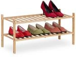 Relaxdays Schuhregal, Bambus, 6 Paar Schuhe, HxBxT: 32 x 68,5 x 28 cm, mit 2 Ablagen,