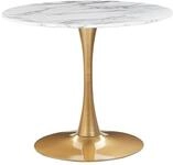 Beliani Esstisch wei&szlig;/Gold Marmor Optik 90 cm rund MDF-Platte Metall Boca