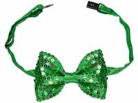 Adjustable "GREEN SEQUIN BOW TIE WITH 4 FLASHING LED LIGHTS"HT" (3 x LR44 batteries