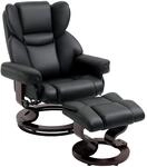HOMCOM Relaxsessel mit Hocker, 360&deg; drehbarer Fernsehsessel mit Liegefunktion,...