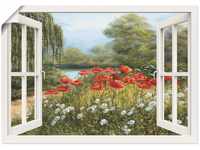 ARTland Poster Bild ohne Rahmen Wandposter 100x70 cm Fensterblick Landschaft...