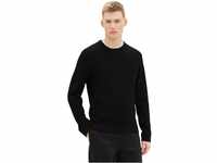 TOM TAILOR Denim Herren 2-in-1 Pullover aus Baumwolle mit unterlegtem Kragen, Black,