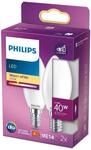Philips LED Classic E14 Lampe, 40 W, Kerzenform, matt, warmwei&szlig;, 2er Pack, Wei&szlig;