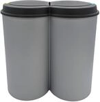 Spetebo M&uuml;lleimer 50 Liter (2x25) in grau mit praktischem Klappverschluss -