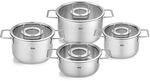 Fissler Pure Collection/Edelstahl-Kochtopfset, 4-teilig, T&ouml;pfe mit Glas-Deckel (3