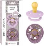 BIBS x Liberty Schnuller, 0-6 Monate, 2er-Pack, Chamomile Lawn Violet Sky | Runder
