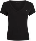 Tommy Jeans Damen T-Shirt Kurzarm Slim Rib V-Ausschnitt, Schwarz (Black), S