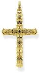 Thomas Sabo Kreuz-Anh&auml;nger mit Zirkonia aus 925er Sterling-Silber mit 750er Gelbgold