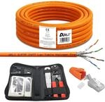 ARLI CAT 7 Verlegekabel 25m Netzwerkkabel CAT.7 + Crimpzange RJ45 Zange + Kabelmesser