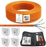 ARLI CAT 7 50m Verlegekabel Netzwerkkabel CAT.7 + 4x Netzwerkdose Cat6a + 1x