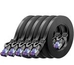 deleyCON 5x 1m Flaches CAT7 Netzwerkkabel (CAT 7 mit 10 Gbit/s) Gigabit LAN - RJ45