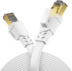 deleyCON 15m CAT8.1 Flaches LAN Kabel Netzwerkkabel Kupferleiter 40 Gbit 2000 MHz