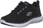 Skechers Damen Flex Appeal 5.0 Low-Top-Sneaker, Schwarzes Netzgewebe, wei&szlig;er Rand,