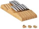 Relaxdays Messerblock Schublade, liegend, Bambus, f&uuml;r 13 Messer, HBT: 5x17x40 cm,