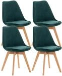 CLP 4er Set Esszimmerstuhl Linares Kunststoff I Stoff I Samt I Cord I...