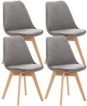 CLP 4er Set Esszimmerstuhl Linares Kunststoff I Stoff I Samt I Cord I Lederoptik I