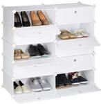 Relaxdays Schuhschrank mit 10 F&auml;chern, Schuhregal gro&szlig;, Steckregal Kunststoff, DIY,