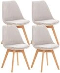 CLP 4er Set Esszimmerstuhl Linares Kunststoff I Stoff I Samt I Cord I...