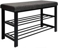 DuneDesign Schuhbank Grau 81x32x50 - Schuhregal Metall mit Sitzpolster -...