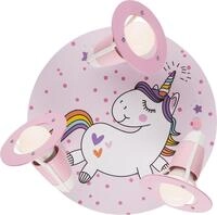 Deckenleuchte Einhorn Kinderzimmer, rosa Kinderlampe 3-flammig E14,...