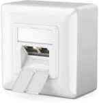 deleyCON 1x CAT 6a Universal Netzwerkdose - 2x RJ45 Port - Geschirmt - Aufputz oder