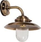Licht-Erlebnisse Outdoor Wandleuchte Messing Antik Glas IP64 Terrasse Balkon B:30 cm
