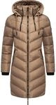 MARIKOO Damen Wintermantel Warmer Steppmantel lang mit Verstellbarer Kapuze Armasa