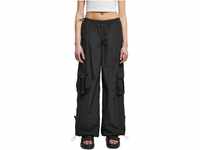 Urban Classics Damen TB6044-Ladies Wide Crinkle Nylon Cargo Pants Hose, Black, XS