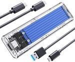 ORICO NVMe Geh&auml;use, USB 3.2 Gen2 (10Gbps) M.2 SSD Adapter, Transparent Externe...
