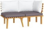 vidaXL Akazienholz Massiv Gartenm&ouml;bel 2-TLG. mit Kissen Ecksofa Mittelsofa Sofa