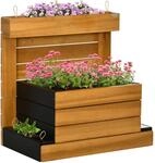 Outsunny Hochbeet Holz, Pflanzbeet mit Selbstbew&auml;sserungssystem Fr&uuml;hbeet...