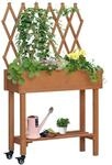 Outsunny Hochbeet mit Rankgitter, Balkon-Blumenkasten Braun 79x29x130 cm | mit