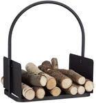 Relaxdays Kaminholzkorb schwarz, Brennholzkorb gro&szlig;, Holzwiege Kamin, Feuerholzkorb