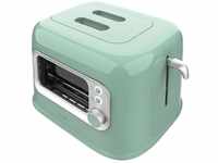 Cecotec Vertikaler Toaster RetroVision Green, 700W Leistung, 2 Extra-breite Schlitze,