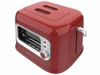 Cecotec Vertikaler Toaster RetroVision Red, 700W Leistung, 2 Extra-breite Schlitze,