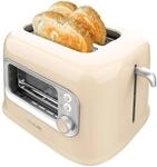 Cecotec Vertikaler Toaster RetroVision Beige, 700W Leistung, 2 Extra-breite Schlitze,