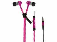 LogiLink HS0022 Zipper In-Ear Kopfhörer mit Mikrofon neon pink