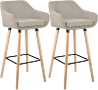CLP Barhocker 2er Set gepolstert mit Lehne Grant, Barstuhl mit Stoffbezug, Gestell